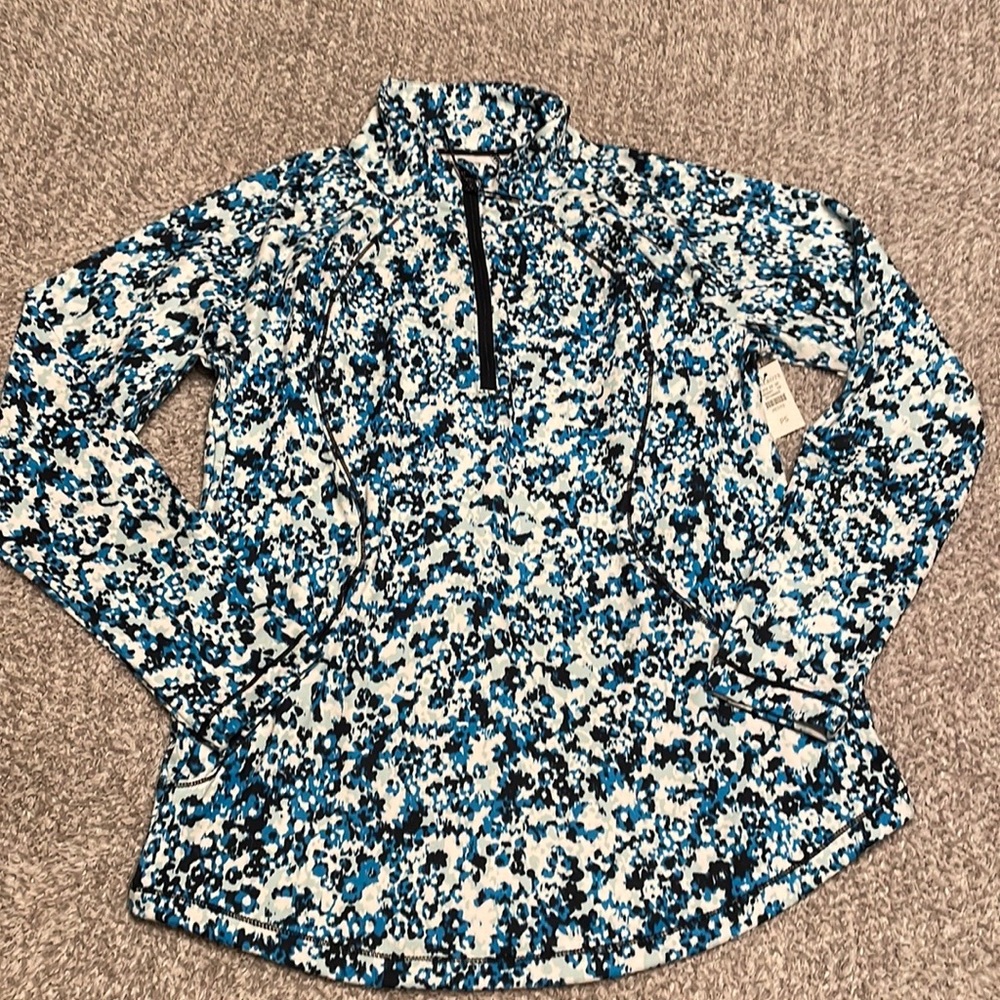 Talbots Athletic Jacket, Blue/Black/White, Petite Small